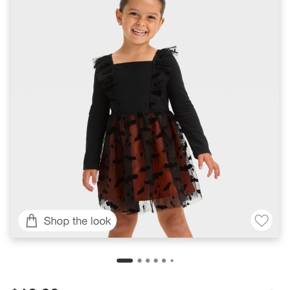 Toddler Girls' Halloween Bat Long Sleeve Tulle Dress